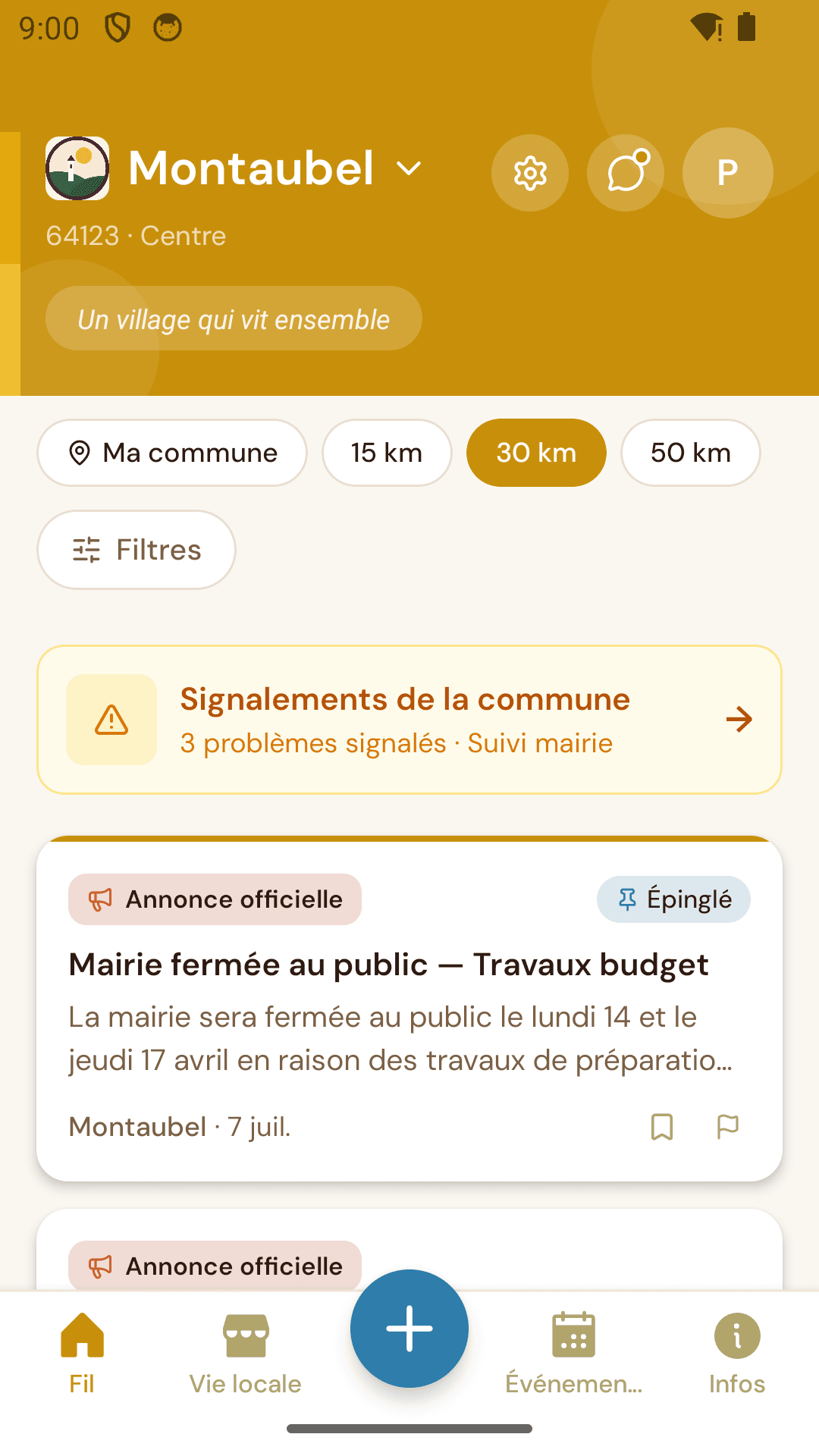 Le fil de la commune avec le thème Blé doré et un bandeau vertical