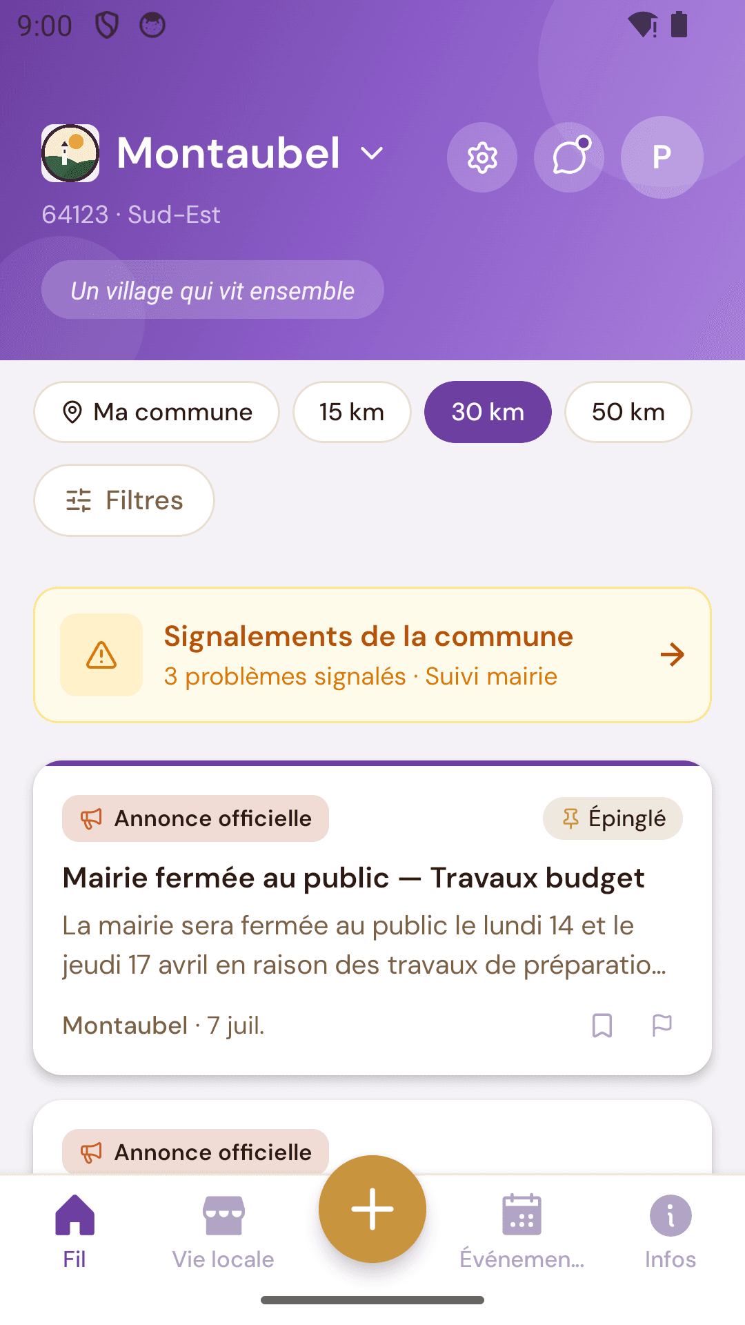 Le fil de la commune avec le thème Provence en dégradé